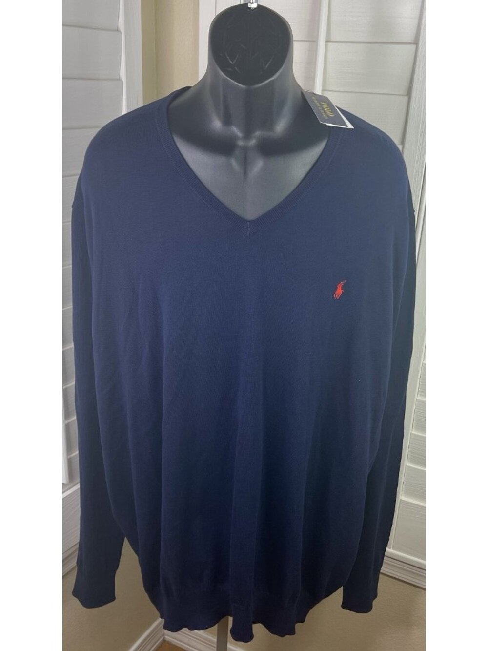 Polo Ralph Lauren V Neck Pima Cotton Navy Blue Sweater - Men’s 5XB - NWT $110.00